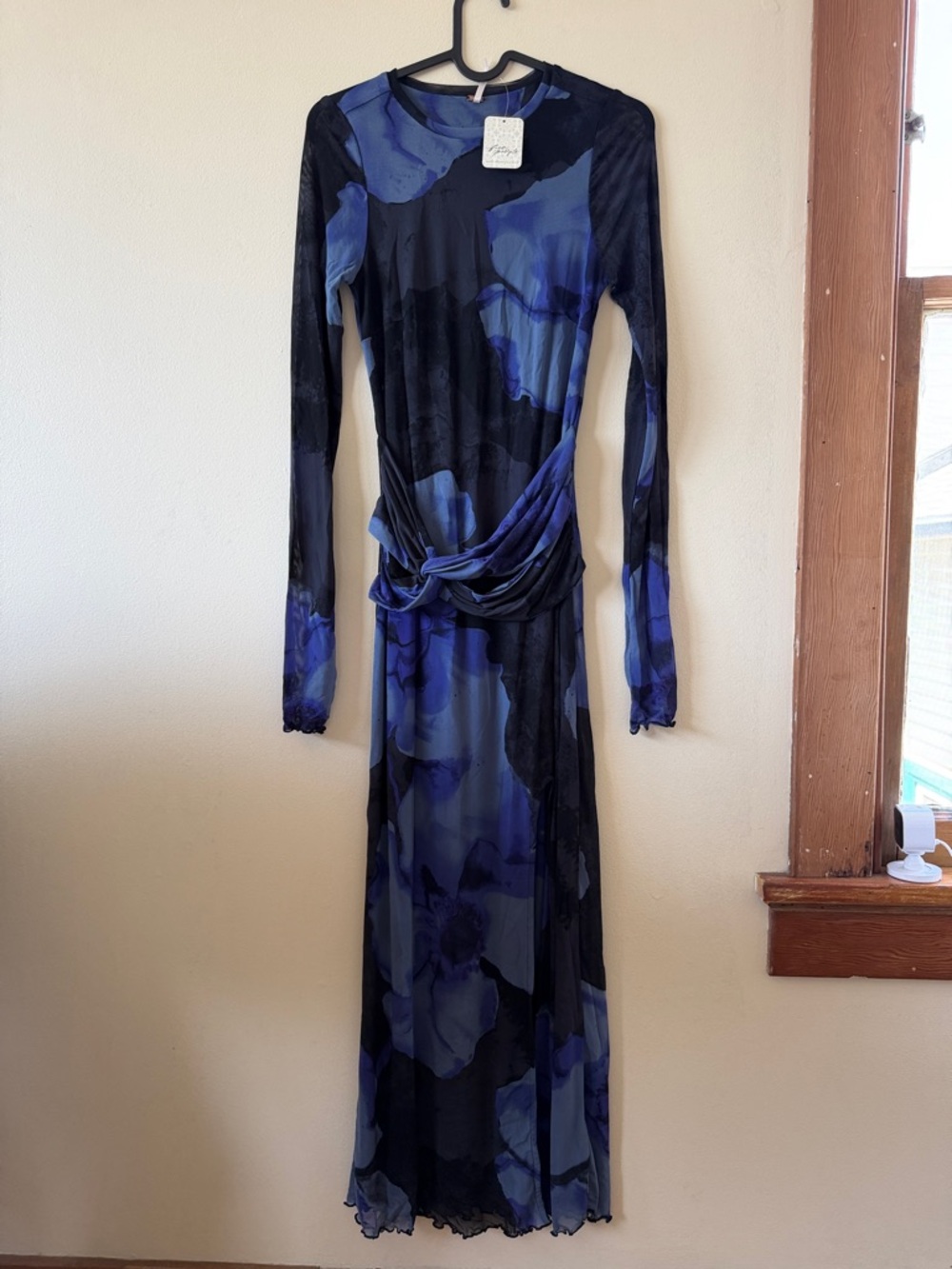 Free People Gianni Black & Blue Long Sleeve Maxi Dress